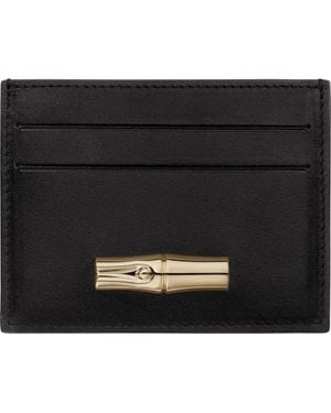 Longchamp Le Roseau Leather Card Case - Black