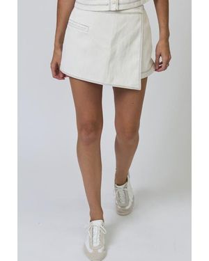 Central Park West Chelsea Assymetrical Vegan Mini Skort - White