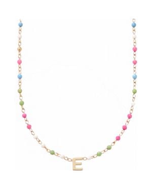 Cuffed By Nano Custom Initial Dainty Colorful Enamel 14K Filled Necklace - Metallic