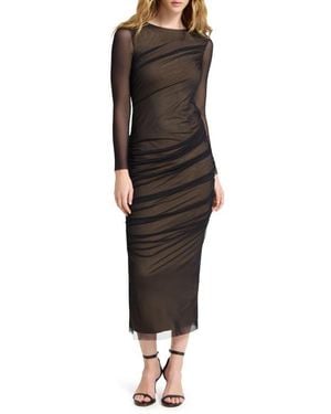 MARCELLA Gia Long Sleeve Mesh Maxi Dress - Black