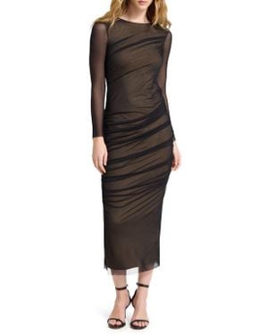 MARCELLA Gia Long Sleeve Mesh Maxi Dress - Black