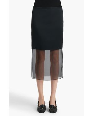 KHAITE Sybil Bonded Crepe & Organza Midi Skirt - Black