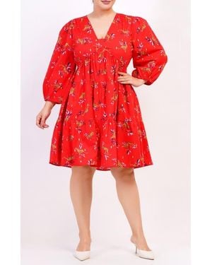 Leota Zariah Empire Waist Mini Dress - Red