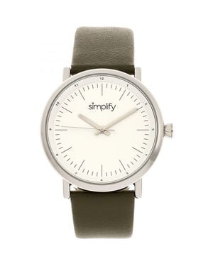 Simplify The 6200 Leather-Strap Watch - Metallic