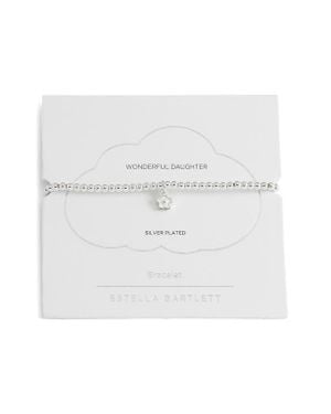 Estella Bartlett Flower Sienna Beaded Stretch Bracelet - White