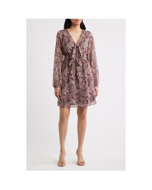 Sam Edelman Paisley Tie Neck Minidress - Red