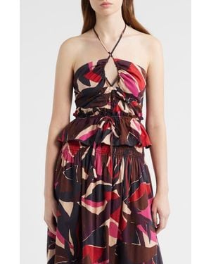 Rails Dulce Peplum Halter Top - Red