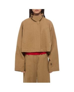 Helmut Lang Sandwash High Collar Crop Coat - Brown