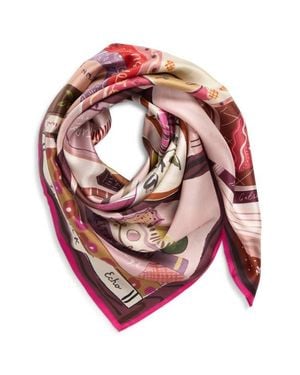 Echo Bookworm Silk Square Scarf - Pink