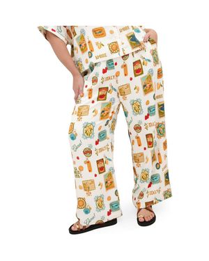 City Chic Amore Print Wide Leg Pants - Yellow