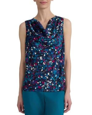 Kasper Cowl Neck Sleeveless Top - Blue