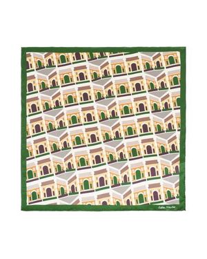 Lost Pattern Square Arch Silk Bandana - Green