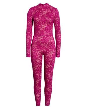 Kilo Brava Lace Long Sleeve Catsuit - Red