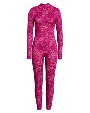 Kilo Brava Lace Long Sleeve Catsuit - Red