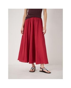 Hush Mavi Godet Crinkle Midi Skirt - Red