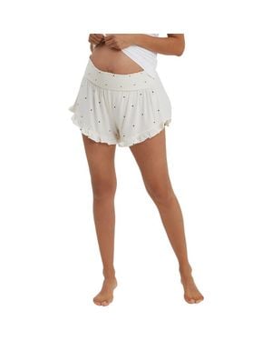 Nom Maternity Fleur Smocked Maternity Lounge Shorts - Blue