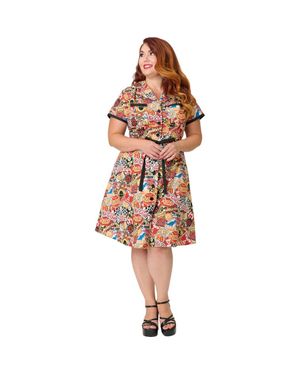 Smak Parlour Plus Size 1960S Fit & Flare Dress - Red