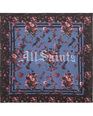 AllSaints Perta Silk Twill Scarf - Blue