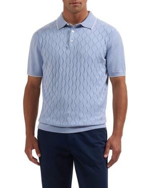 Bugatchi Argyle Short Sleeve Polo Sweater - Blue