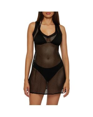 BCA by Rebecca Virtue Fishnet Cover-Up Mini Sundress - Black