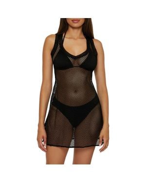 BCA by Rebecca Virtue Fishnet Cover-Up Mini Sundress - Black
