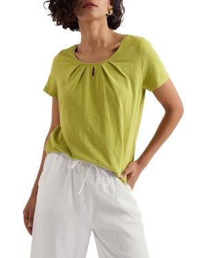 Seasalt Cornwall Appletree Keyhole Organic Cotton T-Shirt - Green