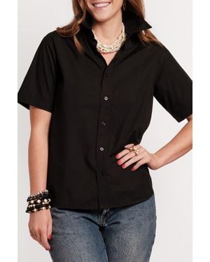 Frances Valentine Perfect Button Down Short Sleeve - Black