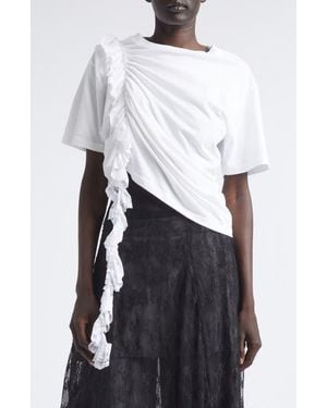 Collina Strada Amaryllis Duo Organic Cotton & Lace Crop T-Shirt - White
