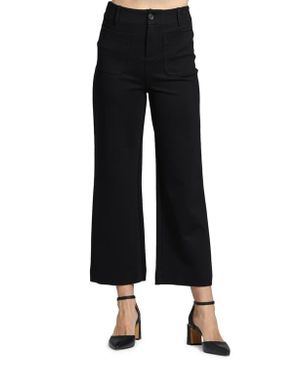 Apny Ponte Wide Leg Crop Pants - Black