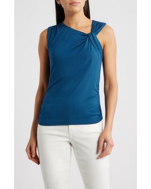 City Blues Asymmetric Neck Sleeveless Top - Blue