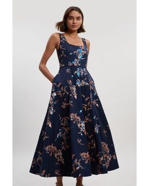 Karen Millen Petite Satin Sequin Prom Dress - Blue