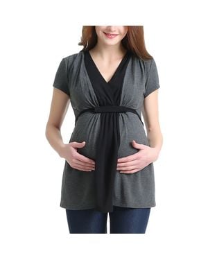 Kimi + Kai Maternity Colorblock Nursing Top - Black