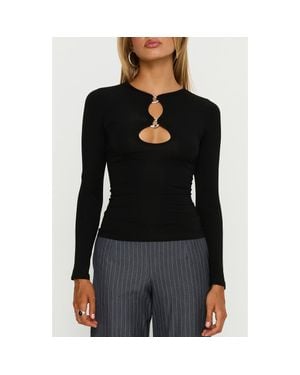 Princess Polly Orlaith Long Sleeve Cutout Top - Black