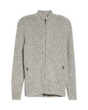 Eleventy Stretch Wool Blend Full Zip Sweater - Gray