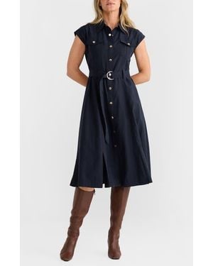 Brave+True Mayfair Midi Shirt Dress - Blue