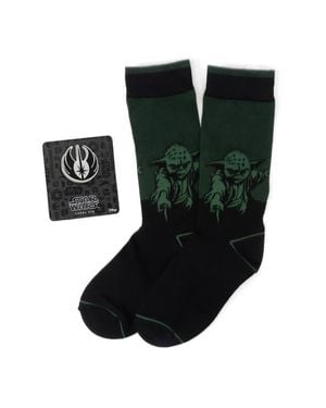 Cufflinks Inc. Yoda Socks & Jedi Lapel Pin Gift Set - Black