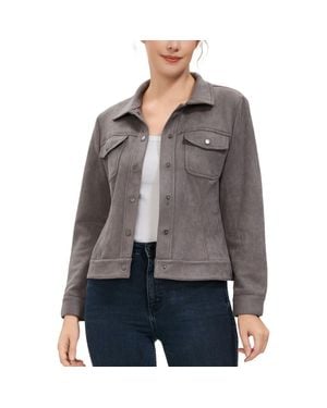 Kimi + Kai Faux Suede Trucker Jacket - Gray