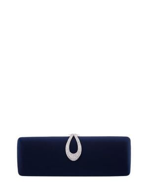 Nina Rumi Crystal Ring Frame Clutch - Blue
