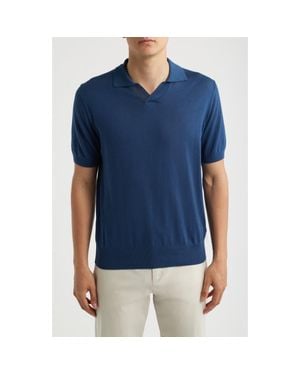Canali Regular Fit Johnny Collar Polo - Blue