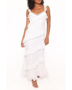 Petal & Pup Virginia Ruffle Maxi Dress - White
