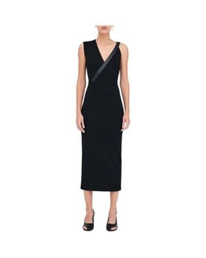 MARCELLA Carlton Asymmetric Detail Sheath Midi Dress - Black