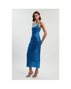 Karen Millen Crystal Embellished Jersey Midi Dress - Blue