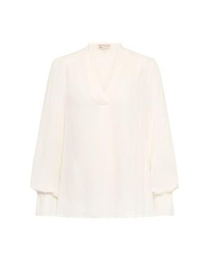 Maison Common V-Neck Blouse With Long Sleeves - White