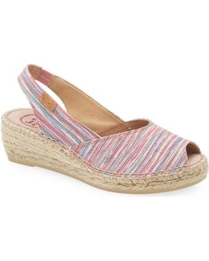 Toni Pons Beri Slingback Espadrille Peep Toe Platform Wedge Sandal - Pink