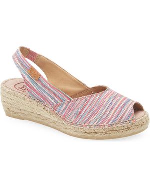 Toni Pons Beri Slingback Espadrille Peep Toe Platform Wedge Sandal - Pink