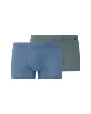 Hanro Cotton Essentials 2-Pack Cotton Boxer Briefs With Covered Waistband - Blue