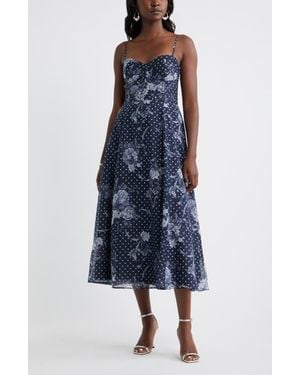 Chelsea28 Sweetheart Seamed Bodice Cocktail Dress - Blue