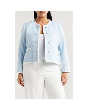 Tahari Bouclé Crop Jacket - Blue