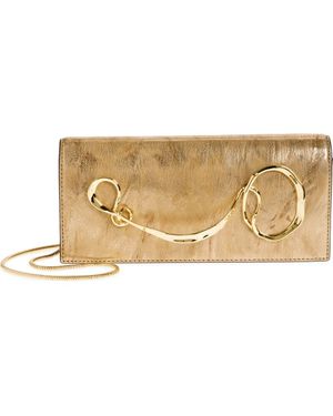Alexis Twisted Side Handle Leather Clutch - Natural