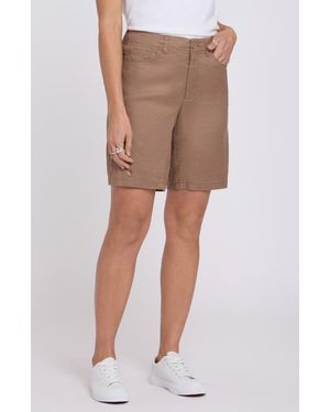 NYDJ Linen Blend Bermuda Shorts - Brown